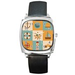 Nautical Elements Collection Square Metal Watch Front