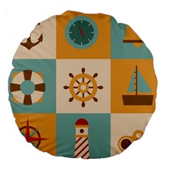 Nautical Elements Collection Large 18  Premium Round Cushions by Bangk1t