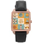 Nautical Elements Collection Rose Gold Leather Watch  Front