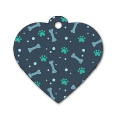 Bons Foot Prints Pattern Background Dog Tag Heart (one Side) by Bangk1t