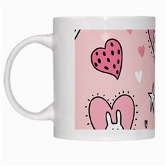 Cartoon Cute Valentines Day Doodle Heart Love Flower Seamless Pattern Vector White Mug by Bangk1t