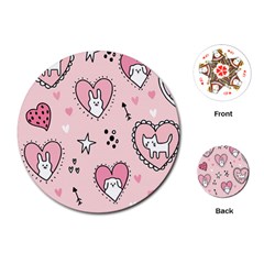 Cartoon Cute Valentines Day Doodle Heart Love Flower Seamless Pattern Vector Playing Cards Single Design (round) by Bangk1t