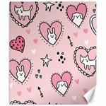 Cartoon Cute Valentines Day Doodle Heart Love Flower Seamless Pattern Vector Canvas 20  x 24  19.57 x23.15  Canvas - 1