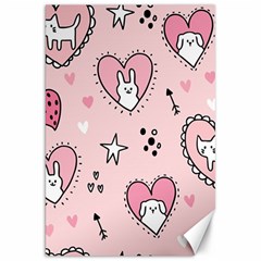 Cartoon Cute Valentines Day Doodle Heart Love Flower Seamless Pattern Vector Canvas 20  X 30  by Bangk1t