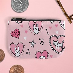 Cartoon Cute Valentines Day Doodle Heart Love Flower Seamless Pattern Vector Mini Coin Purse by Bangk1t