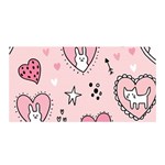 Cartoon Cute Valentines Day Doodle Heart Love Flower Seamless Pattern Vector Satin Wrap 35  x 70  Front