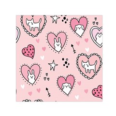 Cartoon Cute Valentines Day Doodle Heart Love Flower Seamless Pattern Vector Square Satin Scarf (30  X 30 ) by Bangk1t