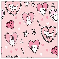 Cartoon Cute Valentines Day Doodle Heart Love Flower Seamless Pattern Vector Lightweight Scarf  by Bangk1t