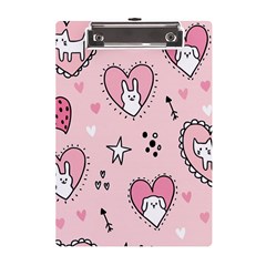 Cartoon Cute Valentines Day Doodle Heart Love Flower Seamless Pattern Vector A5 Acrylic Clipboard by Bangk1t