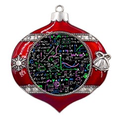 Math Linear Mathematics Education Circle Background Metal Snowflake And Bell Red Ornament by Bangk1t