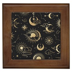 Asian Seamless Pattern With Clouds Moon Sun Stars Vector Collection Oriental Chinese Japanese Korean Framed Tile by Bangk1t