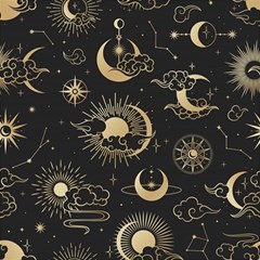 Asian Seamless Pattern With Clouds Moon Sun Stars Vector Collection Oriental Chinese Japanese Korean Play Mat (square) by Bangk1t