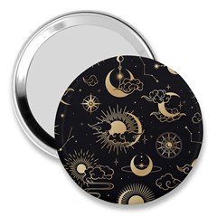 Asian Seamless Pattern With Clouds Moon Sun Stars Vector Collection Oriental Chinese Japanese Korean 3  Handbag Mirrors by Bangk1t