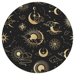 Asian Seamless Pattern With Clouds Moon Sun Stars Vector Collection Oriental Chinese Japanese Korean Round Trivet by Bangk1t