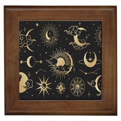 Asian-set With Clouds Moon-sun Stars Vector Collection Oriental Chinese Japanese Korean Style Framed Tile by Bangk1t