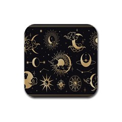 Asian-set With Clouds Moon-sun Stars Vector Collection Oriental Chinese Japanese Korean Style Rubber Square Coaster (4 Pack) by Bangk1t