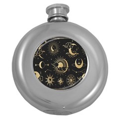 Asian-set With Clouds Moon-sun Stars Vector Collection Oriental Chinese Japanese Korean Style Round Hip Flask (5 Oz) by Bangk1t