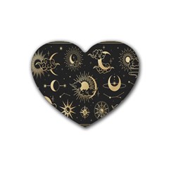 Asian-set With Clouds Moon-sun Stars Vector Collection Oriental Chinese Japanese Korean Style Rubber Coaster (heart) by Bangk1t