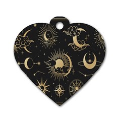 Asian-set With Clouds Moon-sun Stars Vector Collection Oriental Chinese Japanese Korean Style Dog Tag Heart (one Side) by Bangk1t