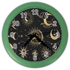 Asian-set With Clouds Moon-sun Stars Vector Collection Oriental Chinese Japanese Korean Style Color Wall Clock by Bangk1t