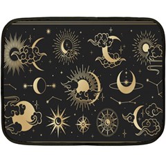 Asian-set With Clouds Moon-sun Stars Vector Collection Oriental Chinese Japanese Korean Style Fleece Blanket (mini) by Bangk1t