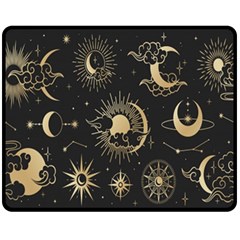 Asian-set With Clouds Moon-sun Stars Vector Collection Oriental Chinese Japanese Korean Style Fleece Blanket (medium) by Bangk1t