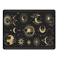 Asian-set With Clouds Moon-sun Stars Vector Collection Oriental Chinese Japanese Korean Style Two Sides Fleece Blanket (small) by Bangk1t