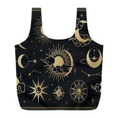 Asian-set With Clouds Moon-sun Stars Vector Collection Oriental Chinese Japanese Korean Style Full Print Recycle Bag (l) by Bangk1t