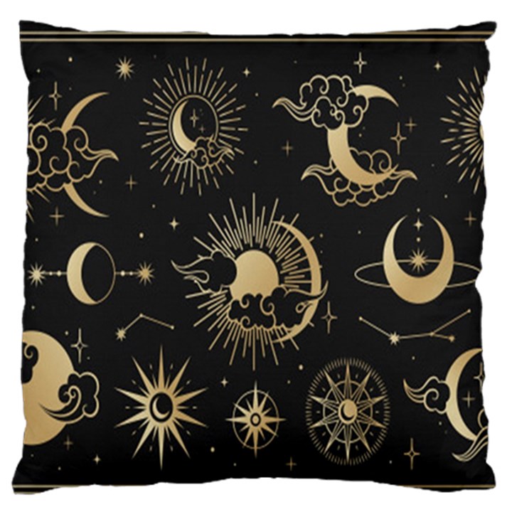 Asian-set With Clouds Moon-sun Stars Vector Collection Oriental Chinese Japanese Korean Style Standard Premium Plush Fleece Cushion Case (Two Sides)