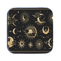 Asian-set With Clouds Moon-sun Stars Vector Collection Oriental Chinese Japanese Korean Style Square Metal Box (black)