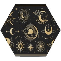 Asian-set With Clouds Moon-sun Stars Vector Collection Oriental Chinese Japanese Korean Style Wooden Puzzle Hexagon by Bangk1t