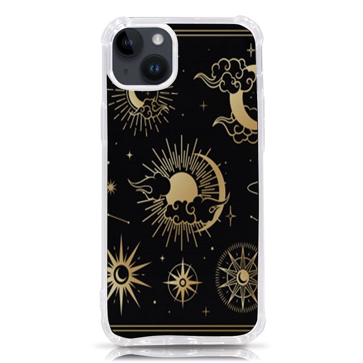 Asian-set With Clouds Moon-sun Stars Vector Collection Oriental Chinese Japanese Korean Style iPhone 14 Plus TPU UV Print Case