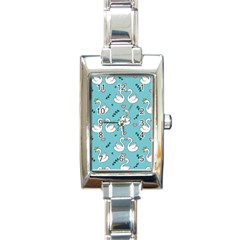 Elegant Swan Pattern Design Rectangle Italian Charm Watch by Bangk1t