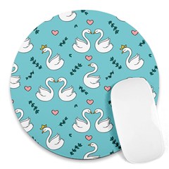 Elegant Swan Pattern Design Round Mousepad by Bangk1t