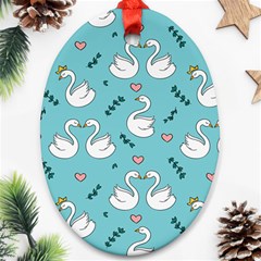 Elegant Swan Pattern Design Ornament (Oval)