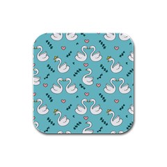 Elegant Swan Pattern Design Rubber Square Coaster (4 pack)