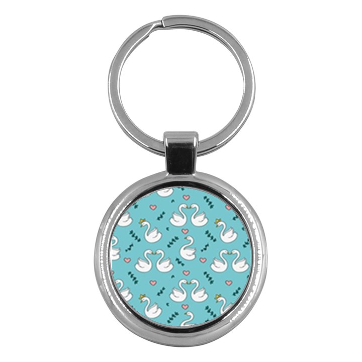 Elegant Swan Pattern Design Key Chain (Round)