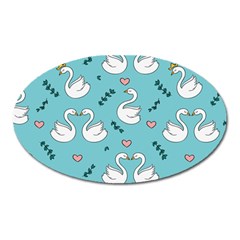 Elegant Swan Pattern Design Oval Magnet