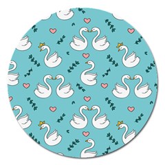 Elegant Swan Pattern Design Magnet 5  (Round)