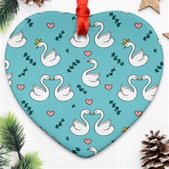 Elegant Swan Pattern Design Heart Ornament (Two Sides)