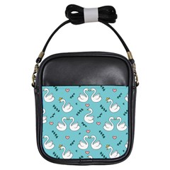 Elegant Swan Pattern Design Girls Sling Bag