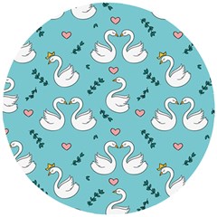 Elegant Swan Pattern Design Wooden Puzzle Round