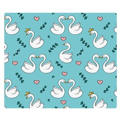 Elegant Swan Pattern Design Premium Plush Fleece Blanket (Small)