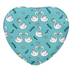 Elegant Swan Pattern Design Heart Glass Fridge Magnet (4 pack)