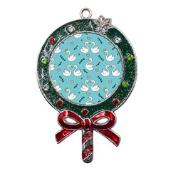 Elegant Swan Pattern Design Metal X mas Lollipop With Crystal Ornament