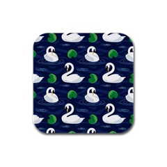 Swan Pattern Elegant Design Rubber Square Coaster (4 Pack) by Bangk1t