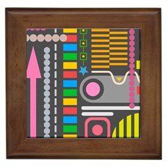 Pattern Geometric Abstract Colorful Arrows Lines Circles Triangles Framed Tile by Bangk1t