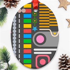 Pattern Geometric Abstract Colorful Arrows Lines Circles Triangles Ornament (oval) by Bangk1t