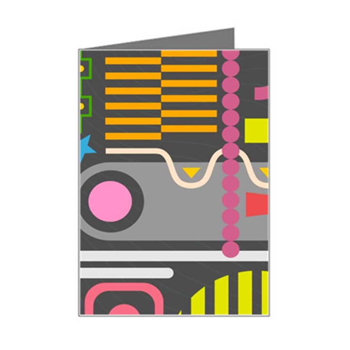 Pattern Geometric Abstract Colorful Arrows Lines Circles Triangles Mini Greeting Card