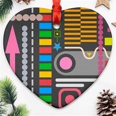 Pattern Geometric Abstract Colorful Arrows Lines Circles Triangles Heart Ornament (two Sides) by Bangk1t